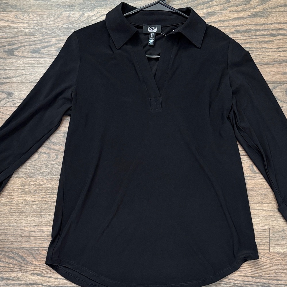 Jones New York Black Collared 3/4 Sleeve Tunic